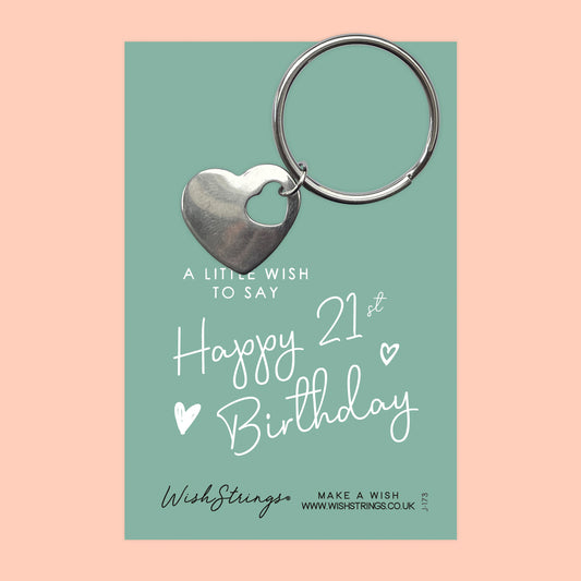 21st BIRTHDAY - HEART KEYRING - J173