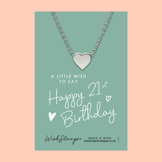 21st BIRTHDAY - HEART NECKLACE - J173