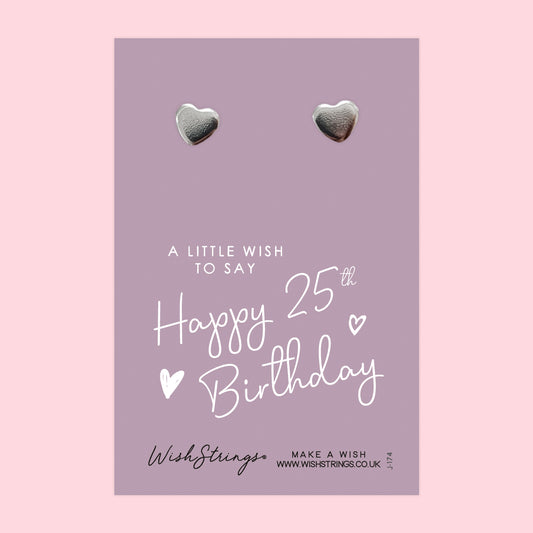 25th BIRTHDAY - Heart Stud Earrings | J174