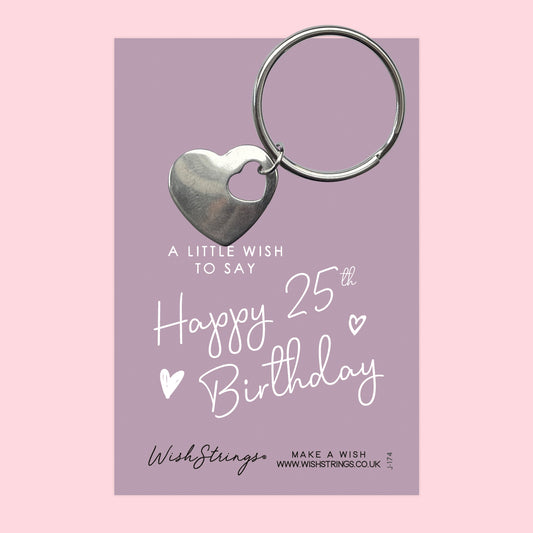 25th BIRTHDAY - HEART KEYRING - J174