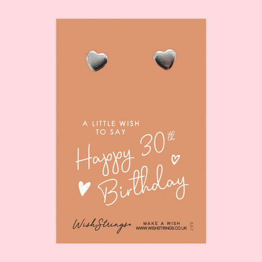 30th BIRTHDAY - Heart Stud Earrings | J175