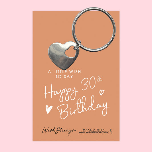 30th BIRTHDAY - HEART KEYRING - J175