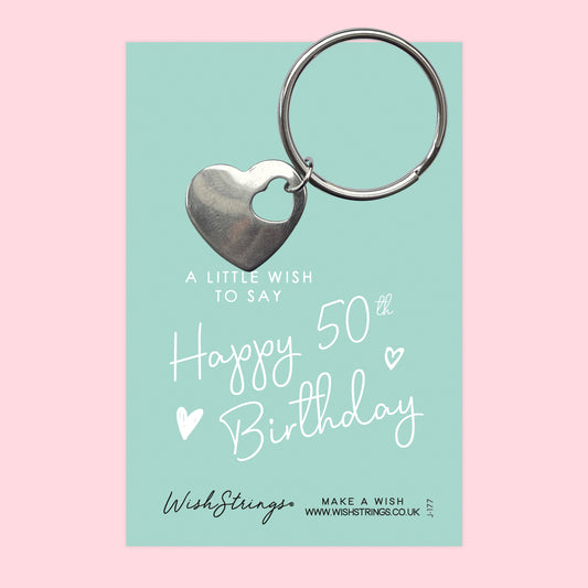 50th BIRTHDAY - HEART KEYRING - J177