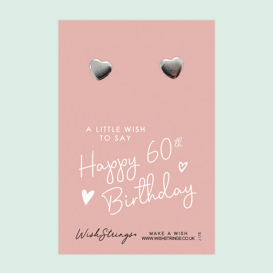 60th BIRTHDAY - Heart Stud Earrings | J178