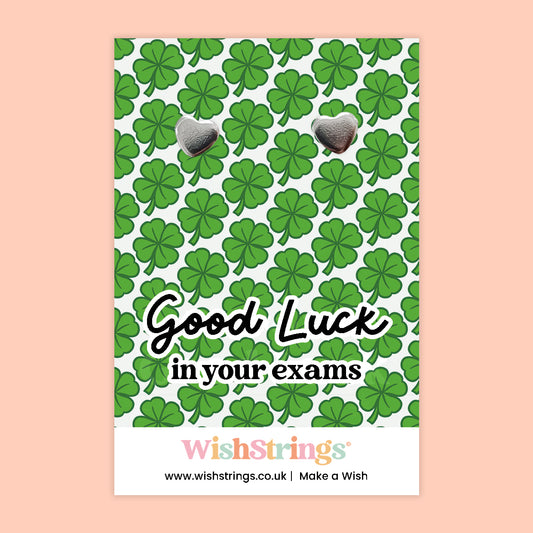 Good Luck in Your Exams - Heart Stud Earrings | J179