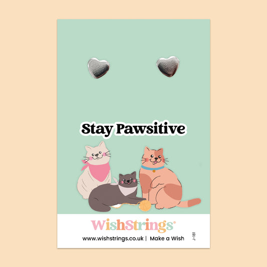 Stay Pawsitive - Heart Stud Earrings | J181