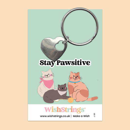 Stay Pawsitive - Heart Keyring - J181