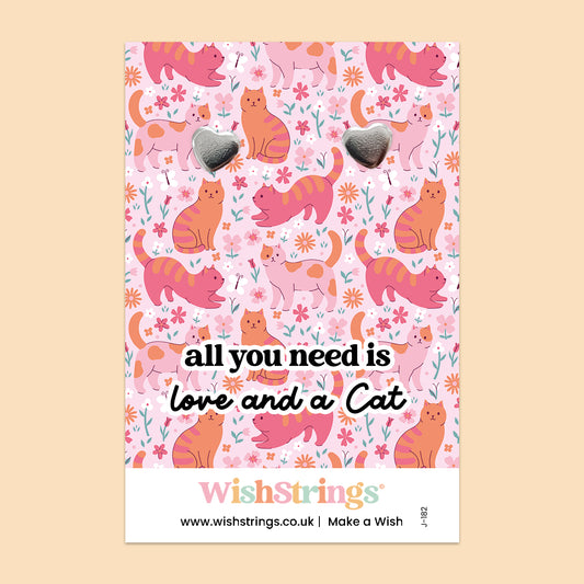 All You Need is Love and a Cat - Heart Stud Earrings | J182