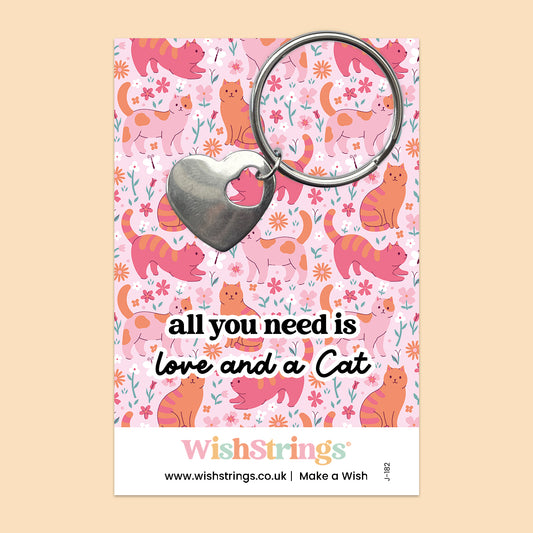 All You Need is Love and a Cat - Heart Keyring - J182