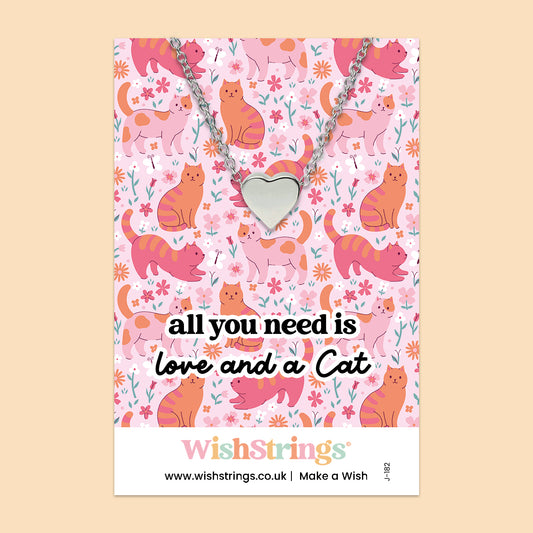 All You Need is Love and a Cat - Heart Necklace - J182