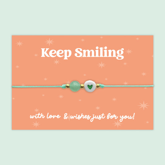 Keep Smiling - Heart Adjustable Friendship Bracelet - J025FB