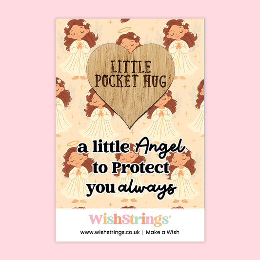 A Little Angel to Protect You Always - Oak Pocket Hug Token | J215