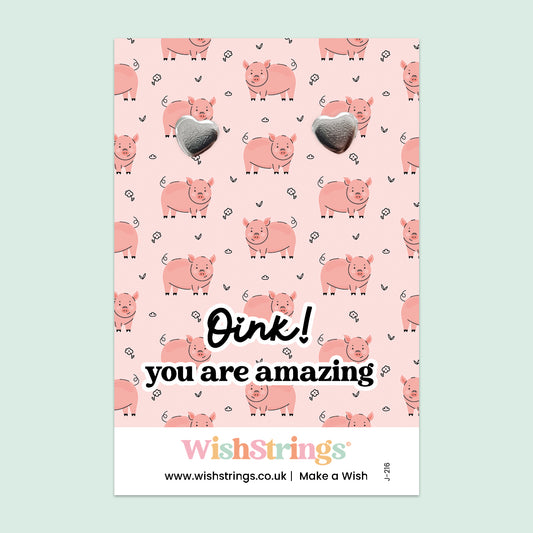 Oink! You Are Amazing - Heart Stud Earrings | J216