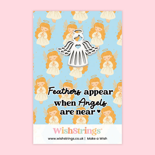 Feathers Appear When Angels Are Near - Oak Pocket Hug Token | J217-AH