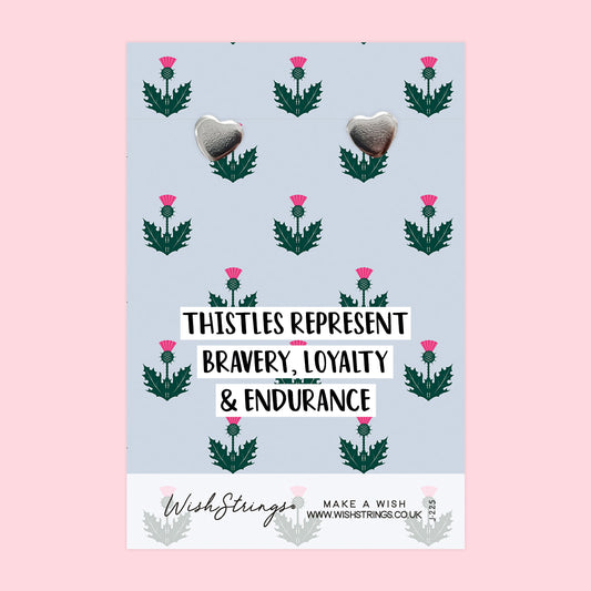SCOTTISH THISTLES - Heart Stud Earrings | J225