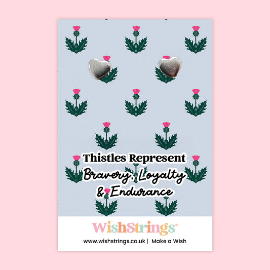 SCOTTISH THISTLES - Heart Stud Earrings | J225