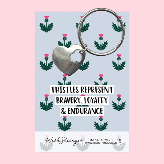SCOTTISH THISTLES - Heart Keyring - J225