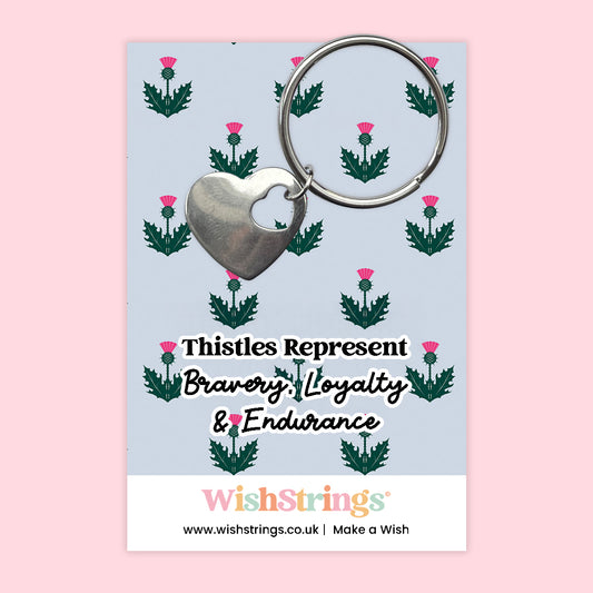 SCOTTISH THISTLES - Heart Keyring - J225