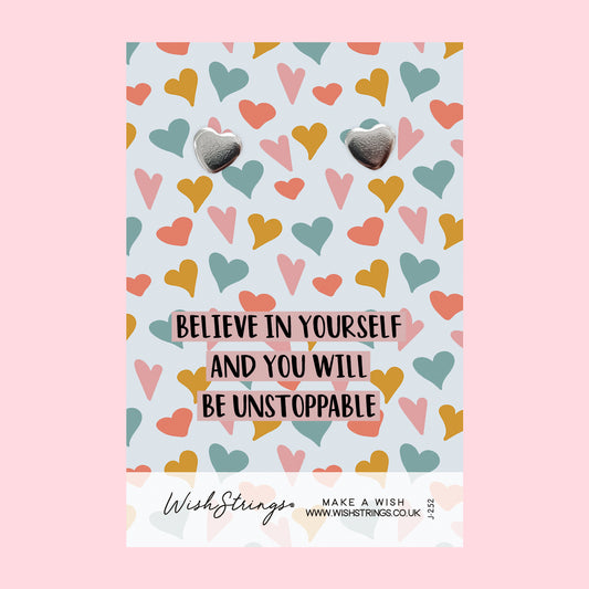 BELIEVE IN YOURSELF - Heart Stud Earrings | J252