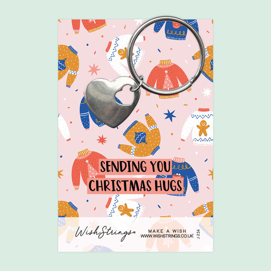 CHRISTMAS HUG - HEART KEYRING - J256