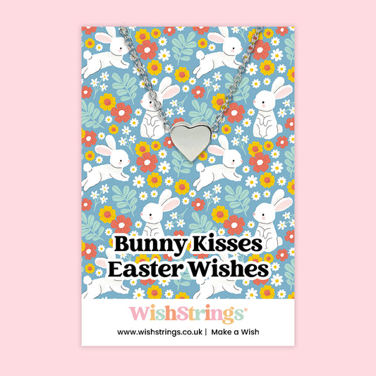 Bunny Kisses Easter Wishes - Heart Necklace - J259