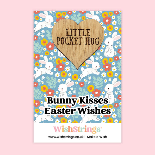 Bunny Kisses Easter Wishes - Oak Pocket Hug Token | J259