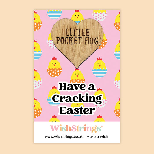 Have a Cracking Easter - Oak Pocket Hug Token | J262