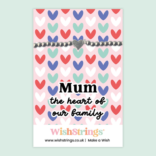 Mum, The Heart of The Family - Heart Beaded Bracelet - J268