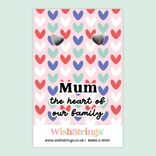Mum, The Heart of The Family - Heart Stud Earrings | J268