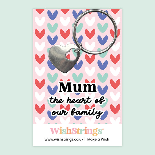Mum, The Heart of The Family - Heart Keyring - J268