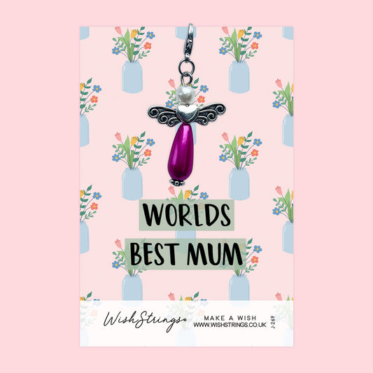 WORLDS BEST MUM - Wish Angels, Clip on Keepsake | J269