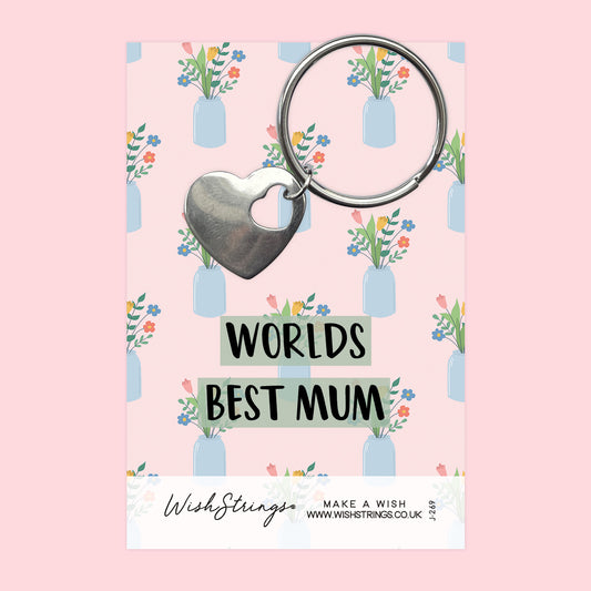 WORLDS BEST MUM - Heart Keyring - J269