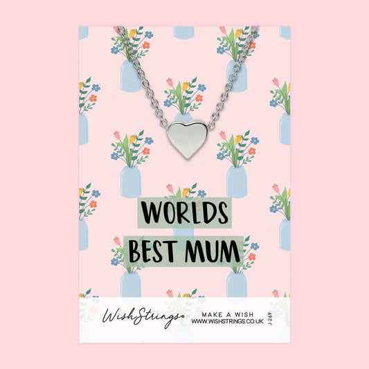WORLDS BEST MUM - Heart Necklace - J269