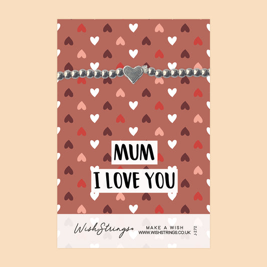 MUM, I LOVE YOU - Heart Beaded Bracelet - J272