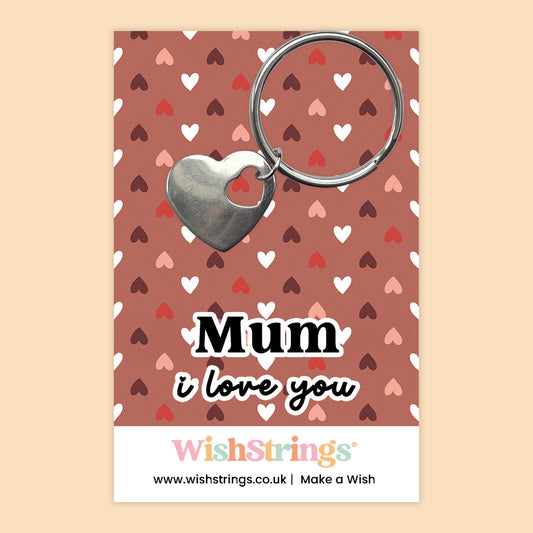 Mum I Love You - Heart Keyring - J272
