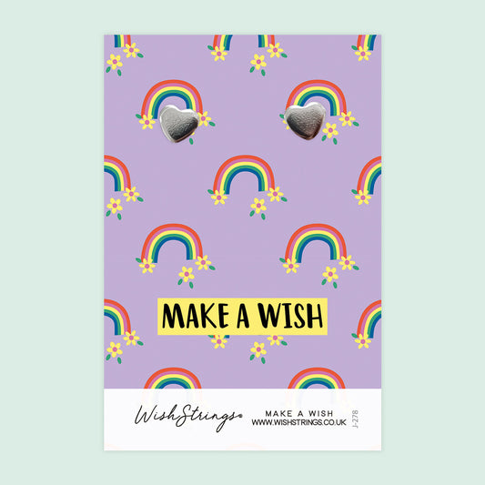 MAKE A WISH, RAINBOW - Heart Stud Earrings | J278