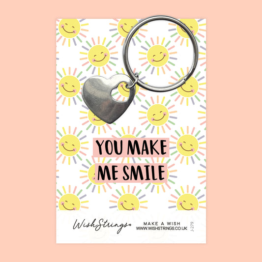 MAKE ME SMILE - Heart Keyring - J279