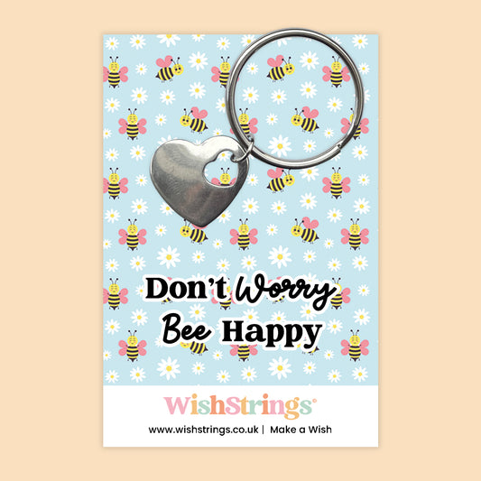 Don’t Worry Bee Happy - Heart Keyring - J282