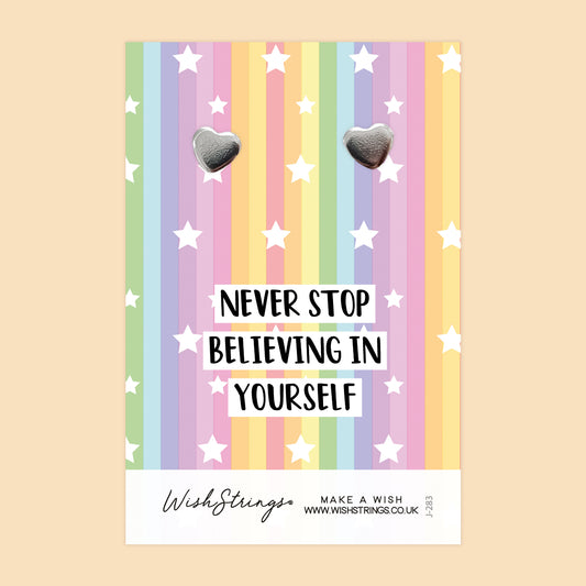 BELIEVE IN YOURSELF - Heart Stud Earrings | J283