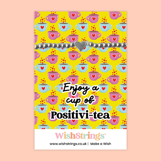 Enjoy a Cup of Positivi-tea - Heart Beaded Bracelet - J284