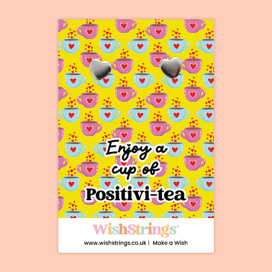 Enjoy a Cup of Positivi-tea - Heart Stud Earrings | J284