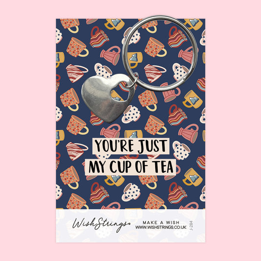 CUP OF TEA - HEART KEYRING - J284