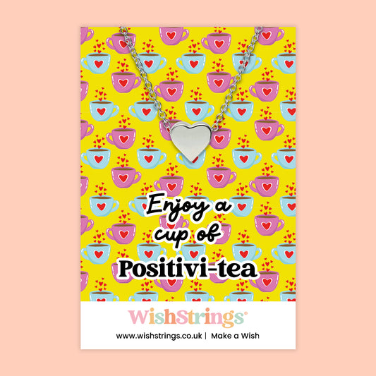 Enjoy a Cup of Positivi-tea - Heart Necklace - J284