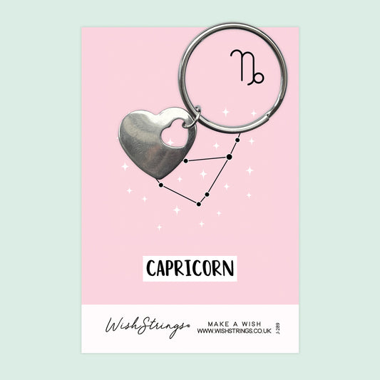 CAPRICORN, STAR SIGN HOROSCOPE - HEART KEYRING - J289