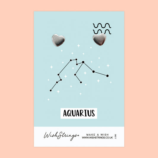 AQUARIUS, STAR SIGN HOROSCOPE - Heart Stud Earrings | J290
