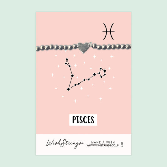 PISCES, Star Sign Horoscope - Heart Beaded Bracelet - J291