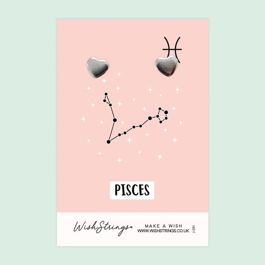 PISCES, Star Sign Horoscope - Heart Stud Earrings | J291