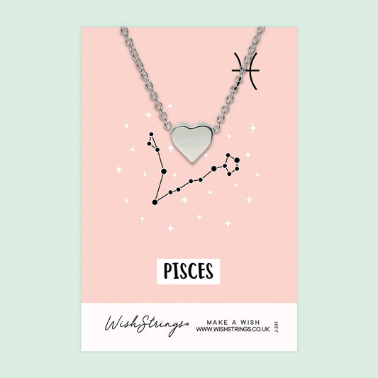 PISCES, Star Sign Horoscope - Heart Necklace - J291