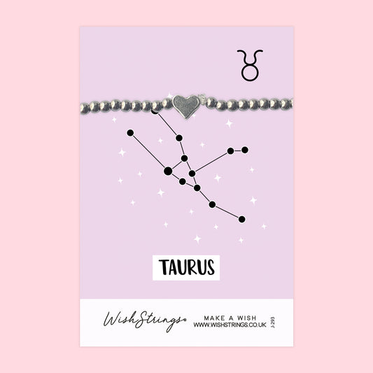 TAURUS, Star Sign Horoscope - Heart Beaded Bracelet - J293