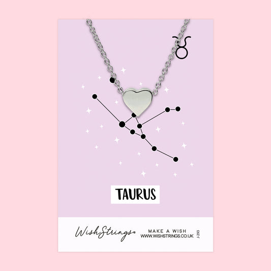 TAURUS, Star Sign Horoscope - Heart Necklace - J293